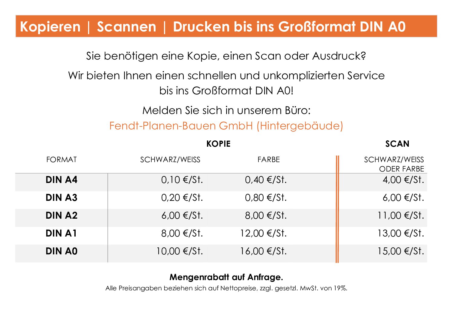 Scannen, Drucken , Plotten,  Kopieren – auch im Großformat bis DIN A0